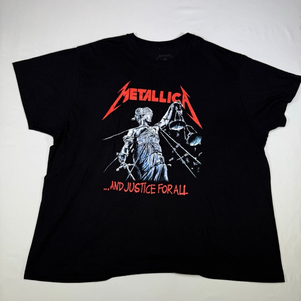 Metallica And Justice For All Graphic Print Black Band T-Shirt